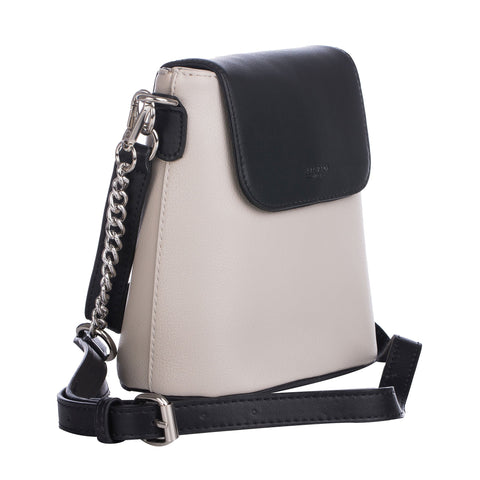 Geanta de mana, de piele ecologica cu model colorblock Ivy, Gri/Negru 20x20x12CM