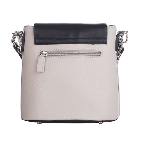 Geanta de mana, de piele ecologica cu model colorblock Ivy, Gri/Negru 20x20x12CM
