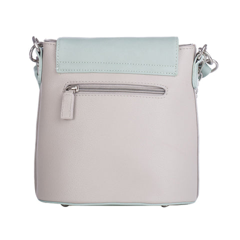 Geanta de piele ecologica cu bareta pentru umar Ivy, Gri deschis/Verde menta 20x20x12CM