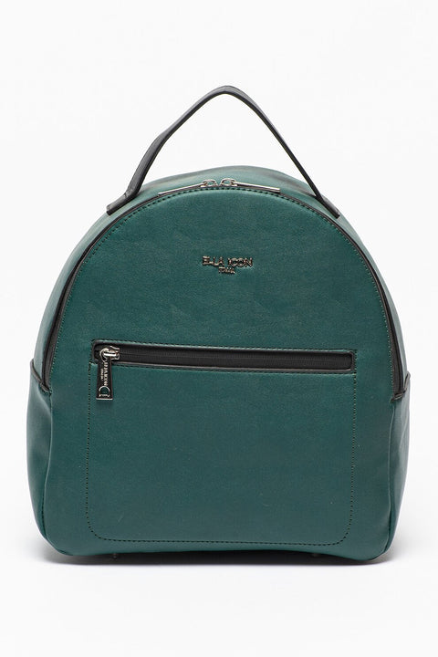 Rucsac de piele ecologica cu aplicatie logo Alma, Verde persan 26x28x13 CM