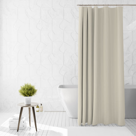 Perdea de dus Ella Home cu 12 inele, poliester, rezistenta la apa, ivoire, 180x200 cm