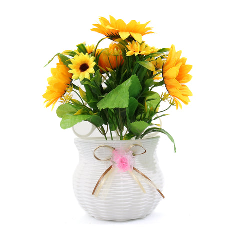 Aranjament Cu Flori Artificiale, Sunny, Galben, 28cm