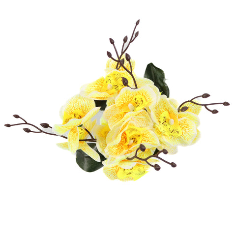 Ghiveci Cu Flori Artificiale, Orchid, Galben, 28cm