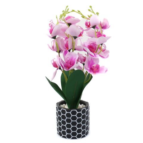 Ghiveci Cu Flori Artificiale, Orchid, Roz, 32cm