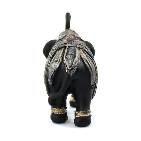 Statueta Black Elephant Gold din rasina, Negru, 15cm