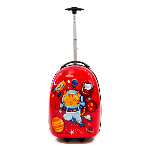 Ghiozdan tip troler pentru copii Space Cat Rosu 46X30X24