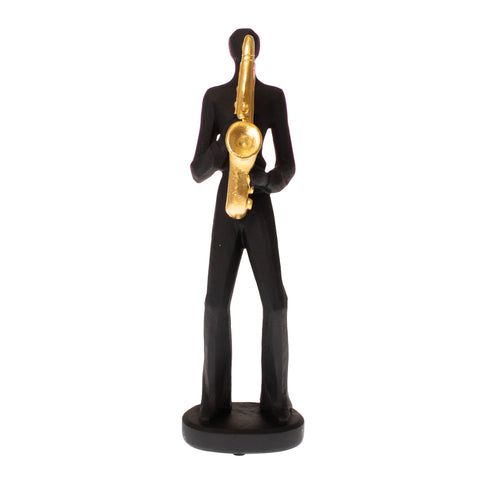 Statueta Men with Saxofone, Rasina, Negru, 32 cm