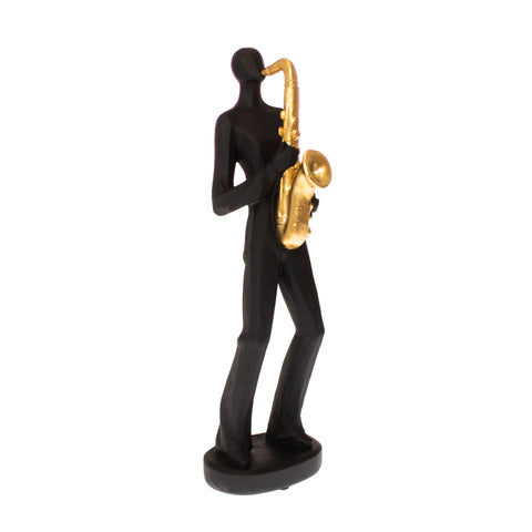 Statueta Men with Saxofone, Rasina, Negru, 32 cm