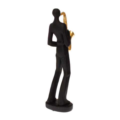 Statueta Men with Saxofone, Rasina, Negru, 32 cm