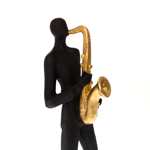 Statueta Men with Saxofone, Rasina, Negru, 32 cm
