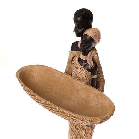 Statueta African Couple, Rasina, Negru, 37 cm