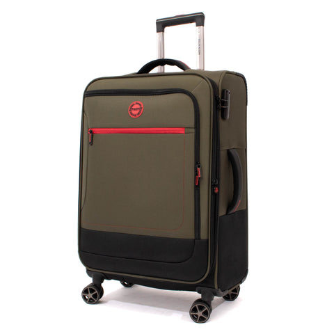 Troler Ella Icon Shadow cu 4 roti duble, Textil, 80x47x29 cm, Kaki