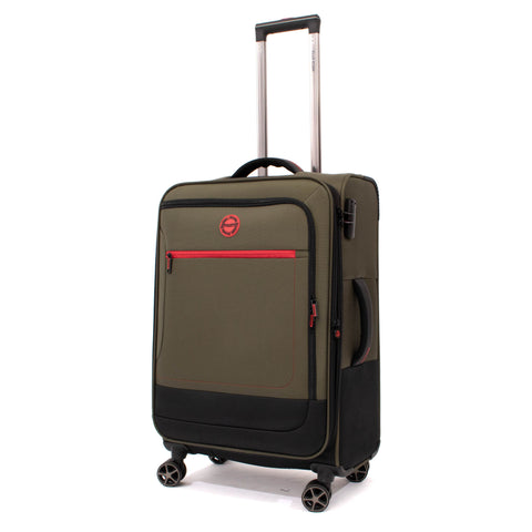 Troler Ella Icon Shadow cu 4 roti duble, Textil, 67x41x25 cm, Kaki