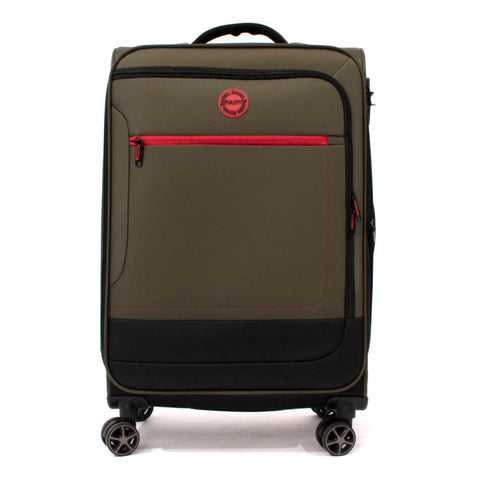 Troler Ella Icon Shadow cu 4 roti duble, Textil, 67x41x25 cm, Kaki