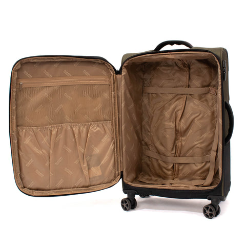 Troler Ella Icon Shadow cu 4 roti duble, Textil, 67x41x25 cm, Kaki