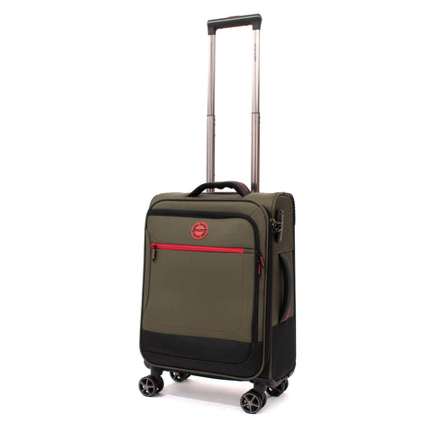 Troler Ella Icon Shadow cu 4 roti duble, Textil, 55x36x21 cm, Kaki