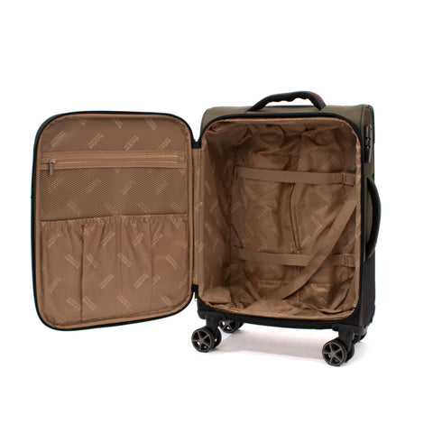 Troler Ella Icon Shadow cu 4 roti duble, Textil, 55x36x21 cm, Kaki