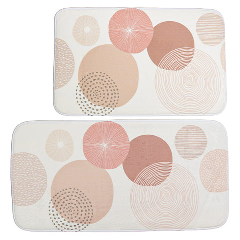 Set 2 covorase de baie Ella Home Circle, poliester, multicolor, 50x80cm si 50x100cm