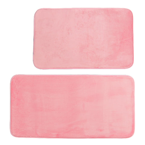 Set 2 covorase de baie Ella Home, poliester, roz, 50x80cm si 50x100cm