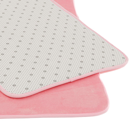 Set 2 covorase de baie Ella Home, poliester, roz, 50x80cm si 50x100cm