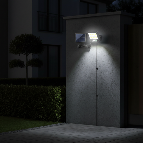 Lampa solara LED de exterior cu senzor de miscare, telecomanda, 3 moduri de iluminare