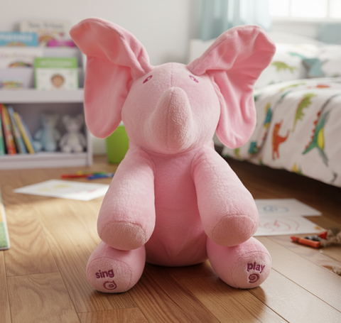 Jucărie de plus interactivă elefant Peek-A-Boo roz 30cm
