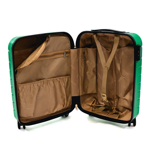 Troler Ella Icon Leaf cu 4 roti duble, ABS, 55x39x23 cm, Verde