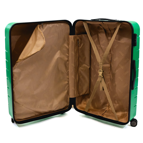 Troler Ella Icon Leaf cu 4 roti duble, ABS, 77x50x30 cm, Verde