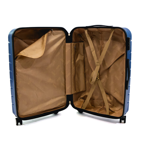 Troler Ella Icon Leaf cu 4 roti duble, ABS, 67x45x27 cm, Albastru