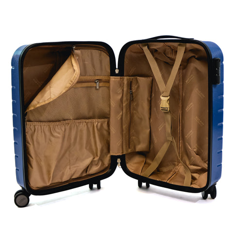 Troler Ella Icon Leaf cu 4 roti duble, ABS, 55x39x23 cm, Albastru