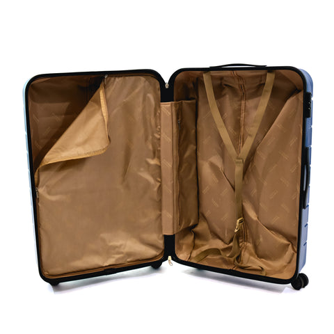 Troler Ella Icon Leaf cu 4 roti duble, ABS, 77x50x30 cm, Albastru