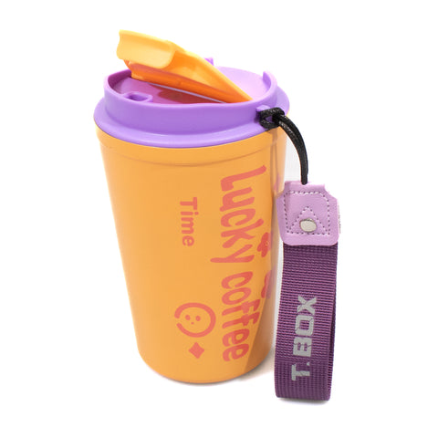 Cana termos pentru cafea, otel inoxidabil, 380ml, galben cu roz