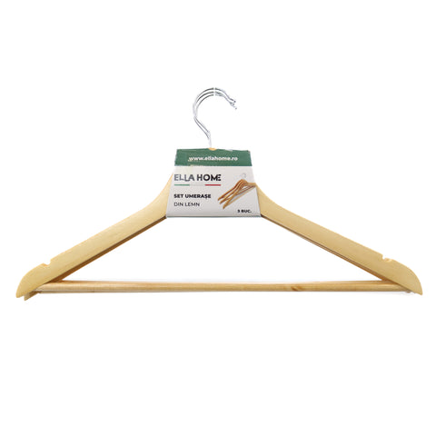 Set 3 umerase din lemn, Natur, 45x23cm