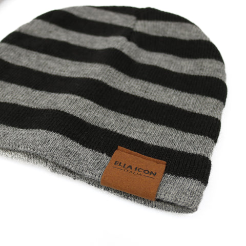 Set Iarna pentru Copii, Ella Icon, Lines, Caciula, Fular, Manusi, Negru