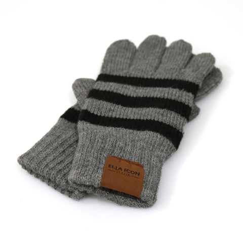 Set Iarna pentru Copii, Ella Icon, Lines, Caciula, Fular, Manusi, Negru