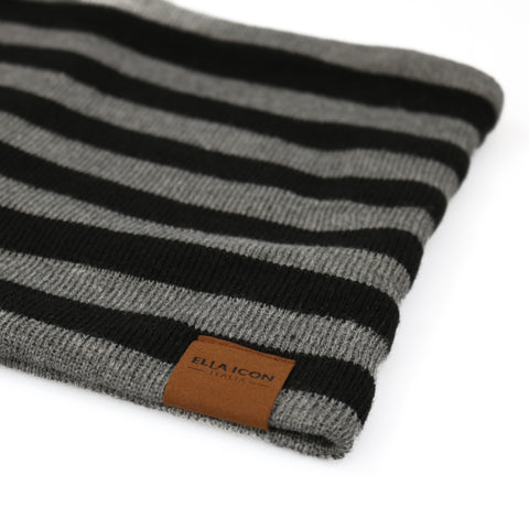 Set Iarna pentru Copii, Ella Icon, Lines, Caciula, Fular, Manusi, Negru