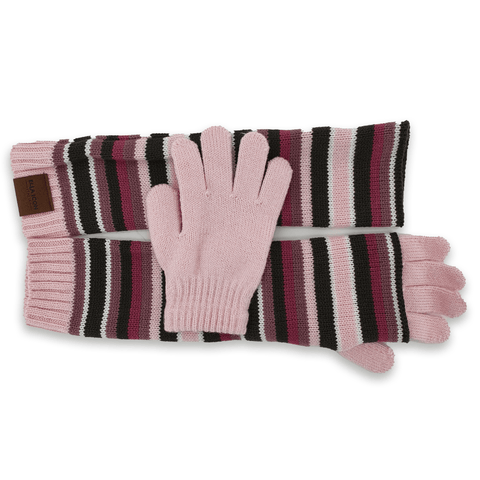 Set Iarna pentru Copii, Ella Icon, Lines, Caciula, Fular, Manusi, Roz