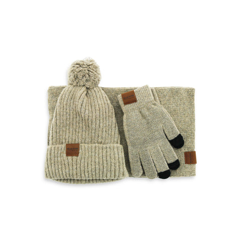 Set Iarna pentru dama, Ella Icon, Casual, Caciula, Fular, Manusi, Bej