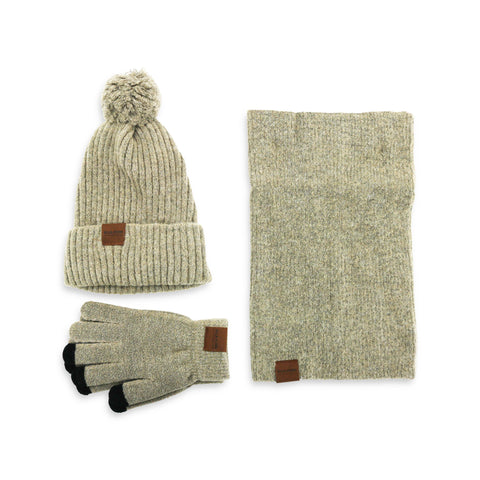 Set Iarna pentru dama, Ella Icon, Casual, Caciula, Fular, Manusi, Bej