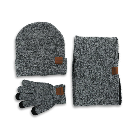 Set Iarna pentru barbati, Ella Icon, Sport, Caciula, Fular, Manusi, Gri