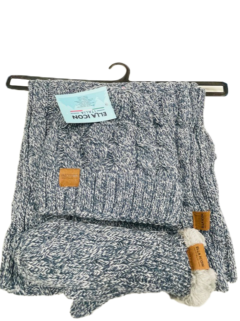 Set Iarna pentru dama, Ella Icon, Weave, Caciula, Fular, Manusi, Gri
