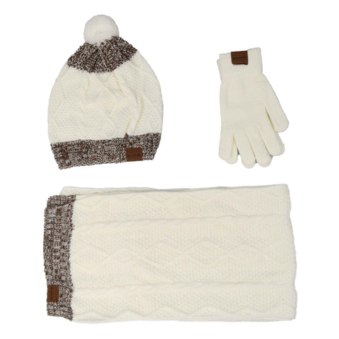 Set Iarna pentru dama, Ella Icon, Snow, Caciula, Fular, Manusi, Bej