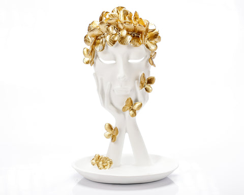 Statueta "Crown White" din rasina