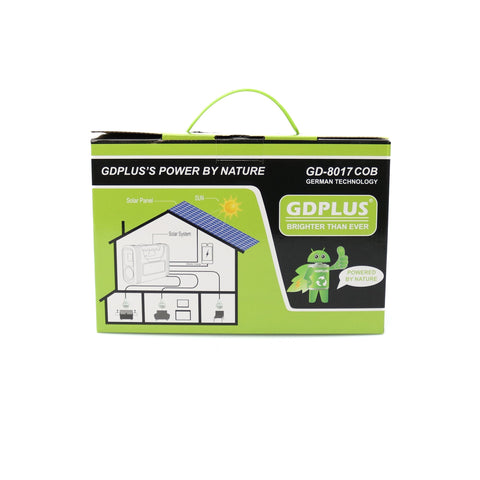 Sistem de iluminat solar GDPLUS cu 3 becuri, lanterna si incarcator USB, portabil, GD-8017COB