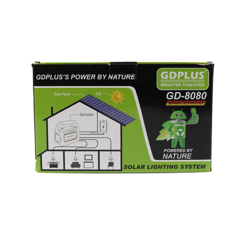 Sistem de iluminat solar GDPLUS cu 3 becuri, lanterna, GD-8080